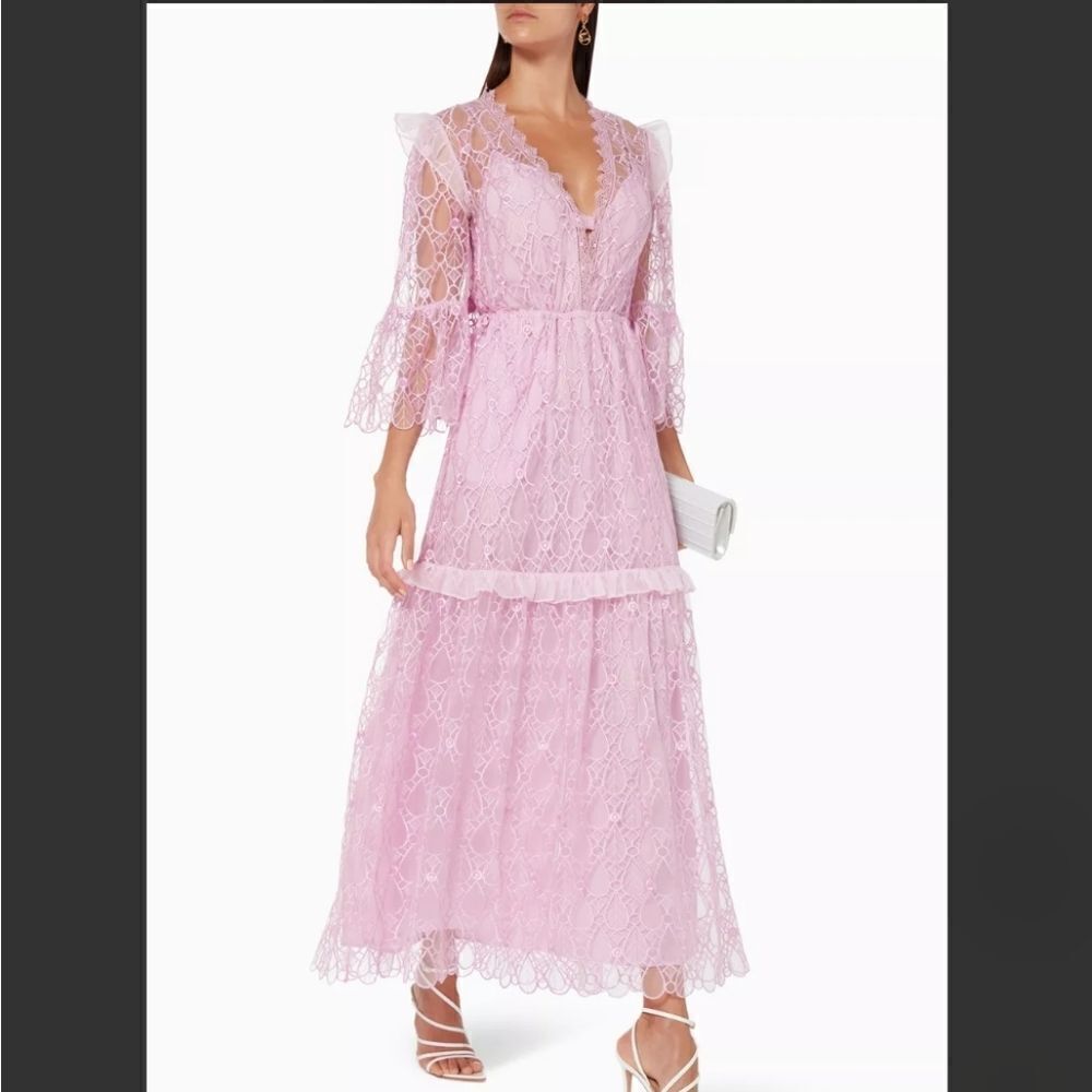 Self-Portrait Lilac Lace Maxi Dress Dress Size 4